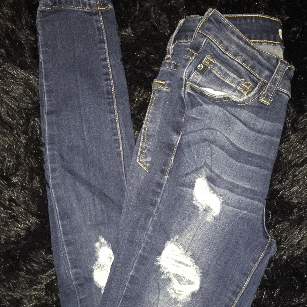 high waisted distressed jeans